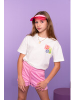 Geisha T-shirt Patchec 62066 - roomwit/blauw/roze