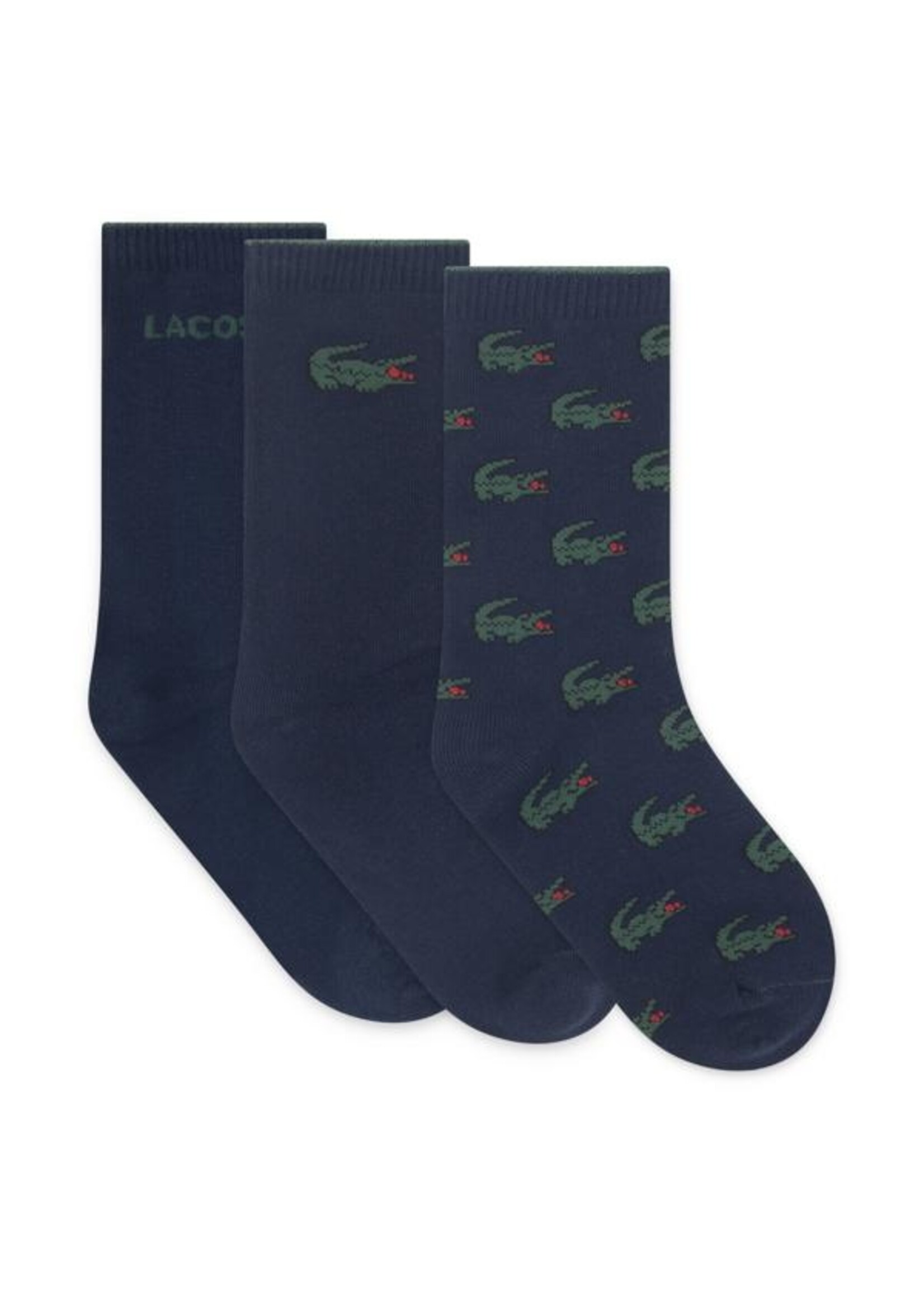 Lacoste Sokken B46502-UGW  LCHN 3PK CROC COTTON CREW - donkerblauw
