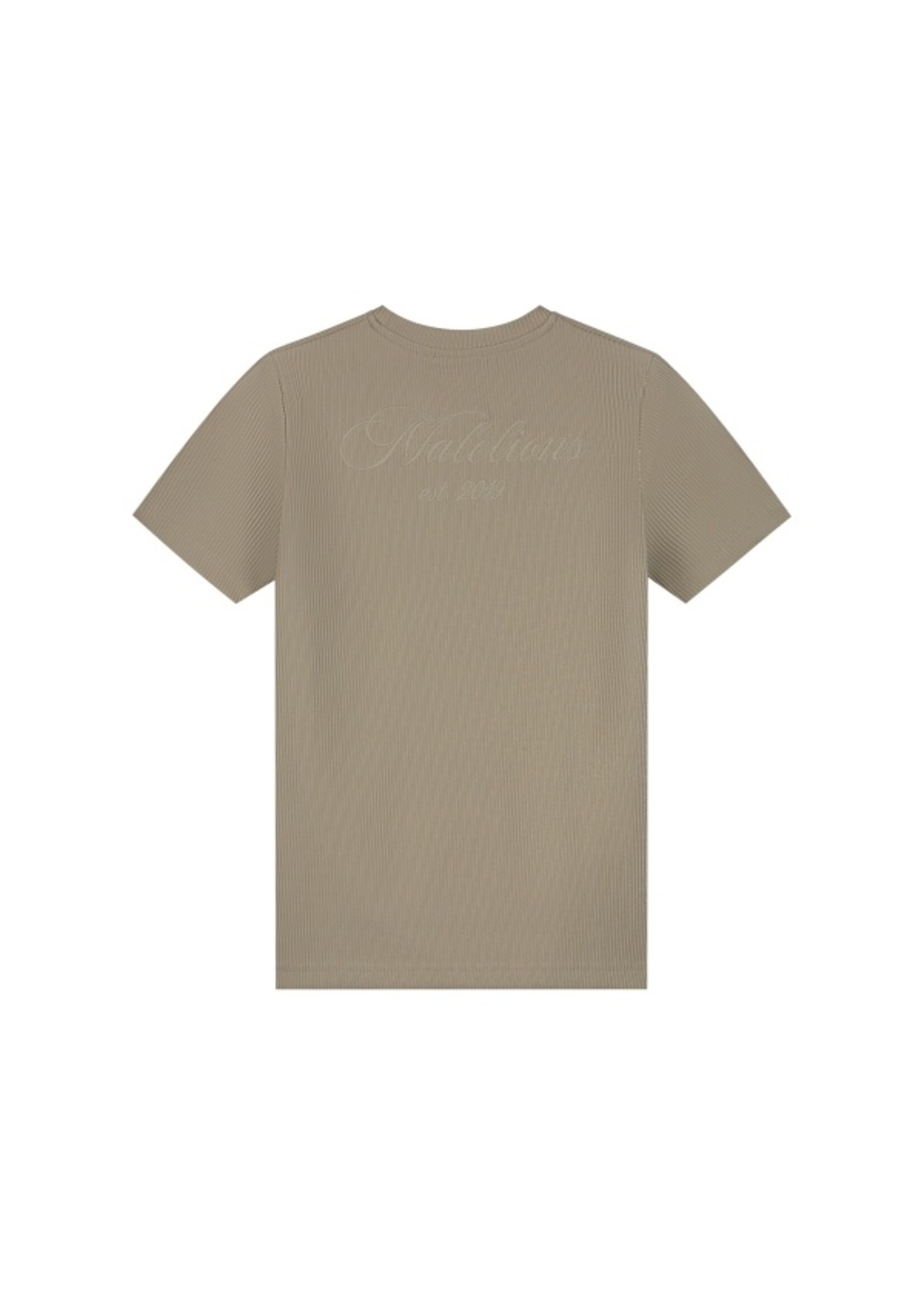 Malelions Malelions Junior Ribbed Script T-Shirt (MJB30026015) - olijf groen