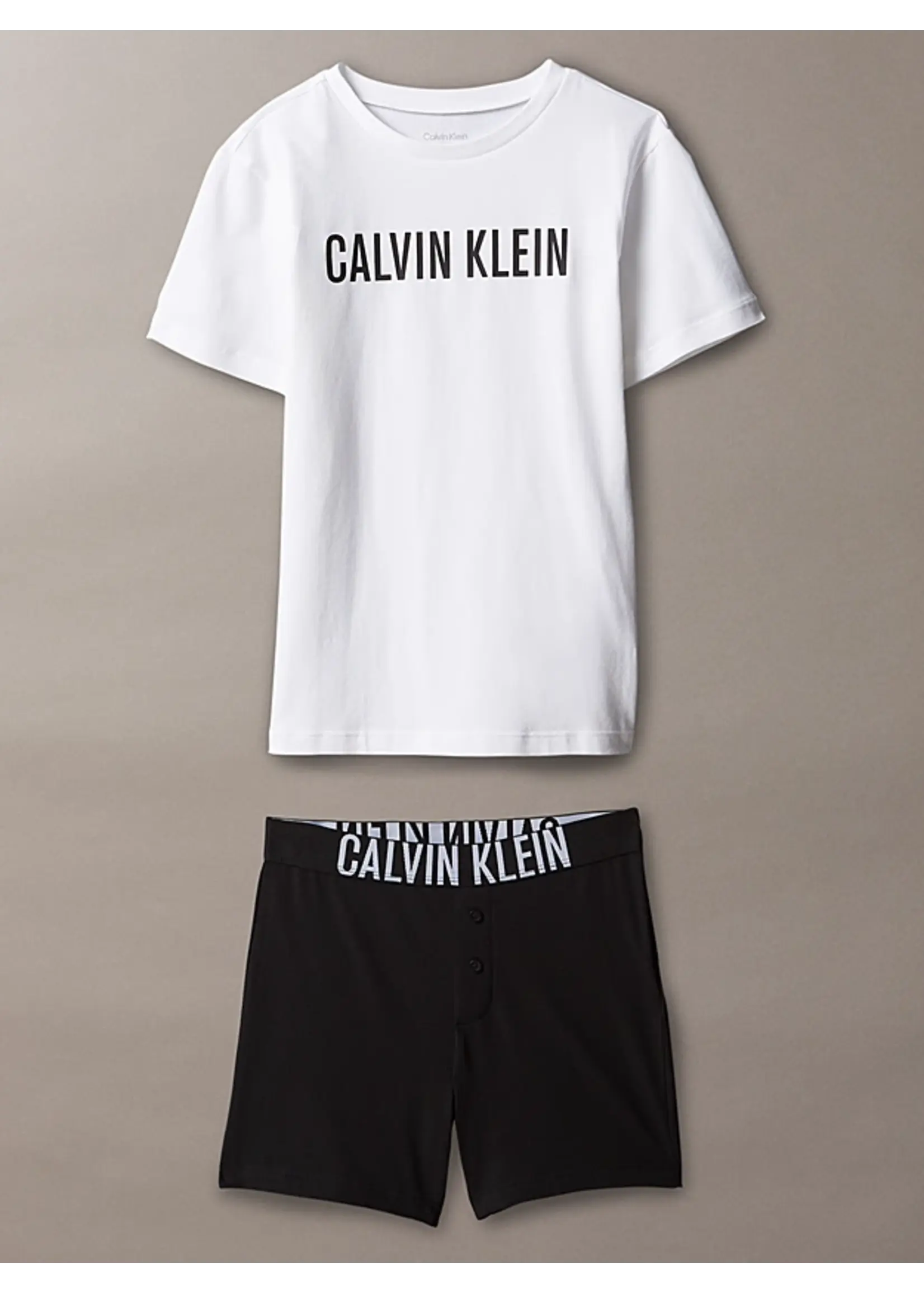 Calvin Klein Pyjama set B70B7005150WS - KNIT PJ SET (SS+SHORT)  - wit/zwart