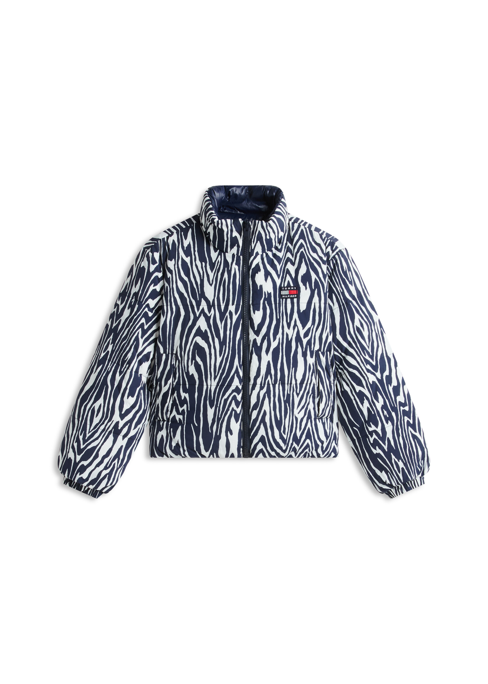 Tommy Hilfiger Jas KG0KG095880GY - REVERSIBLE PRINTED PUFFER JACKET - blauw
