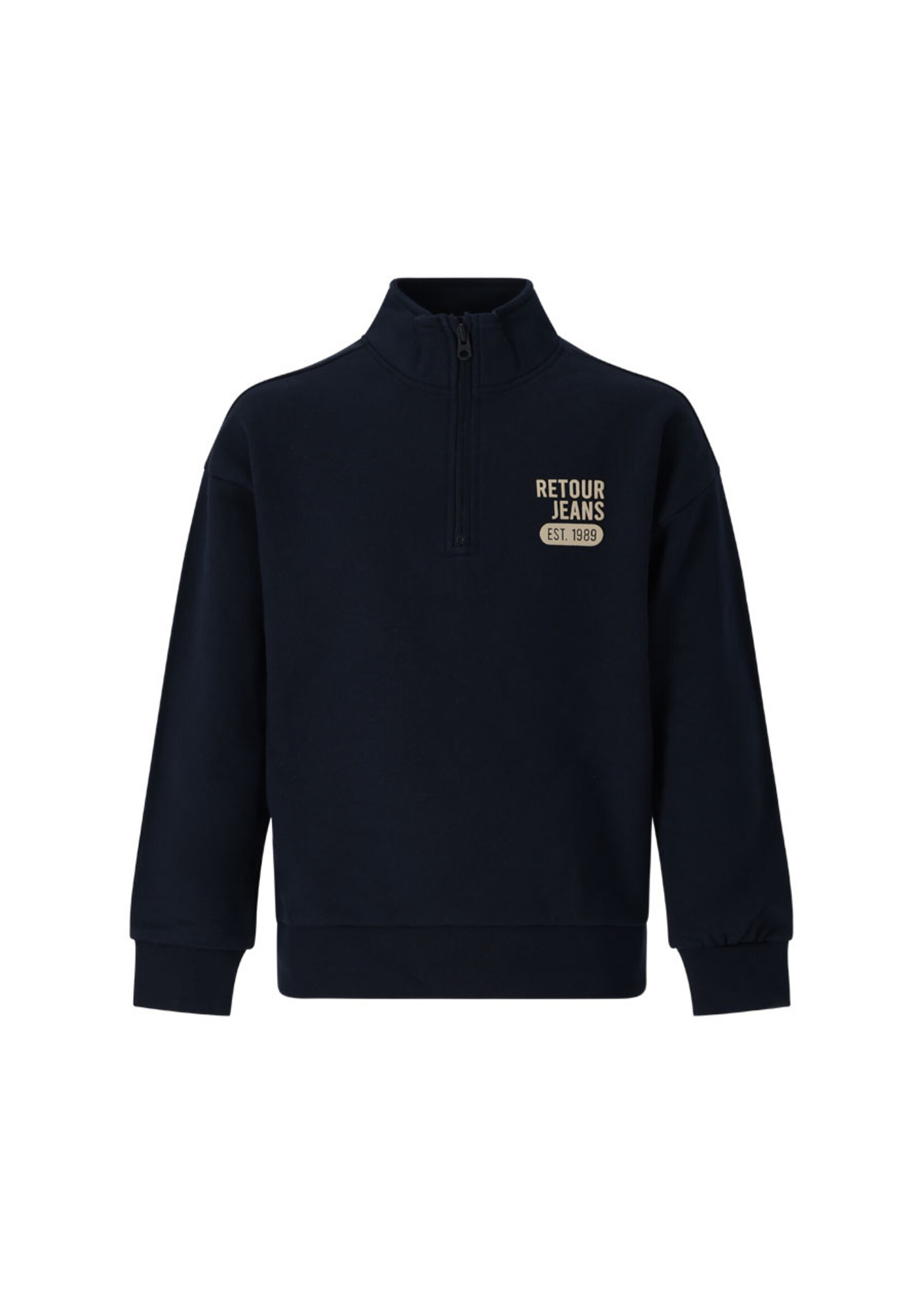 Retour Jeans Sweater quarter zip Noud (RJB-063-714) - donkergrijs