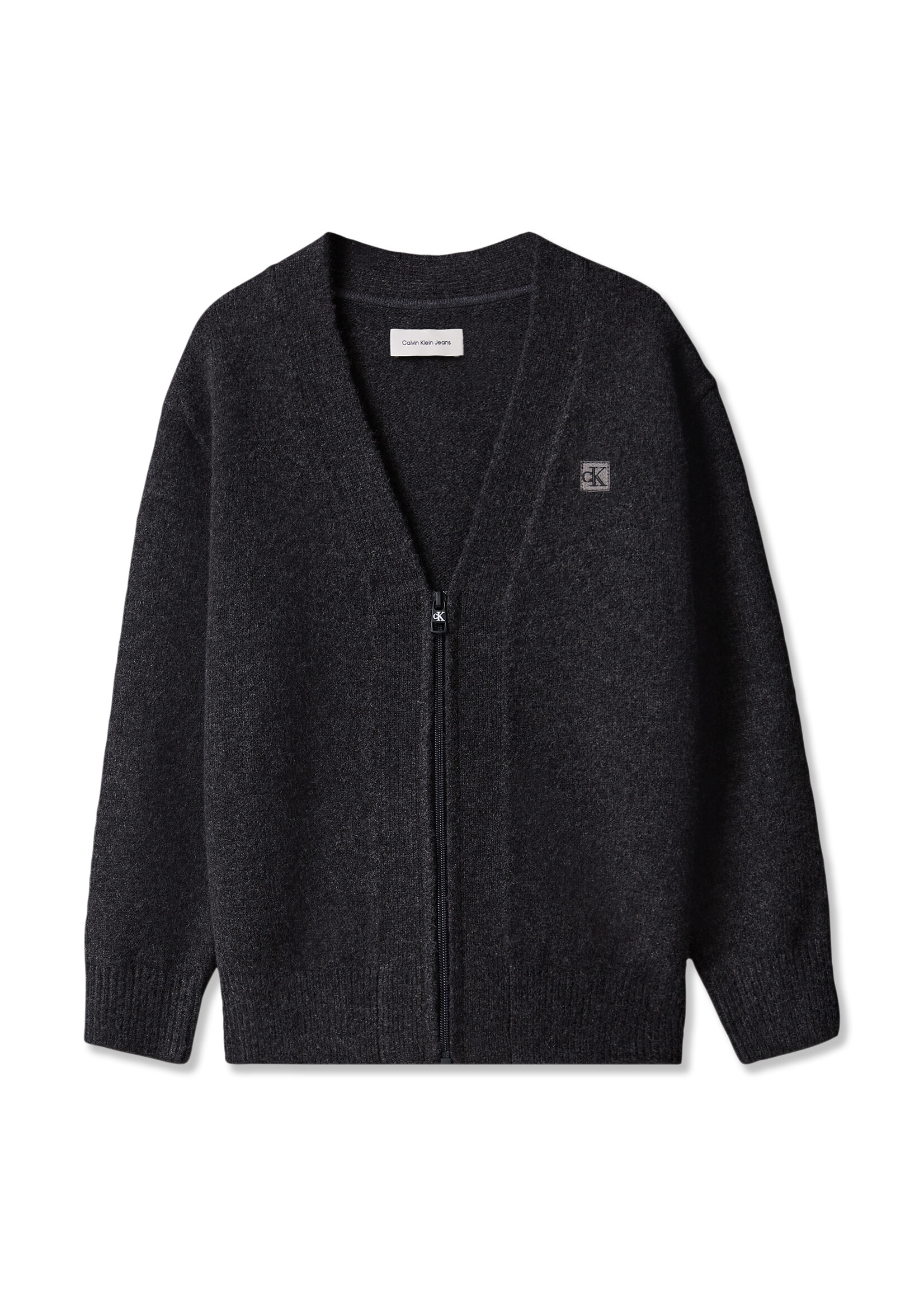 Calvin Klein Vest LVCKFJF05BBEE - ZIPPED CARDIGAN SWEATER - donkergrijs