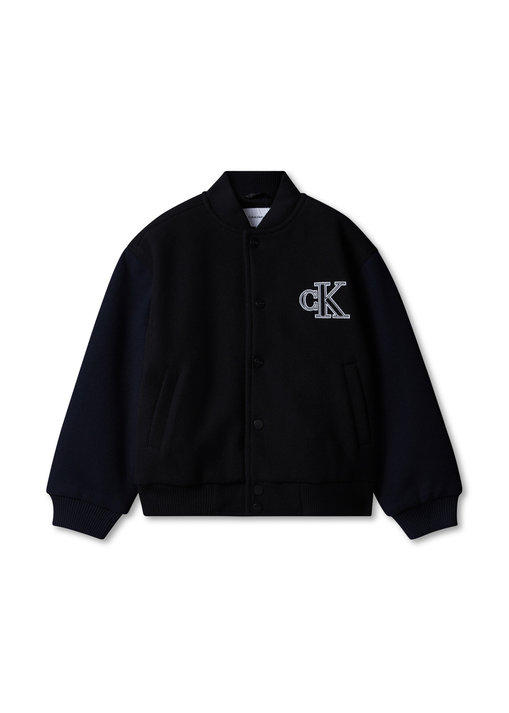 Calvin Klein Bomberjas LVCKFJM05BBEH - WOOL-LIKE VARSITY  - zwart