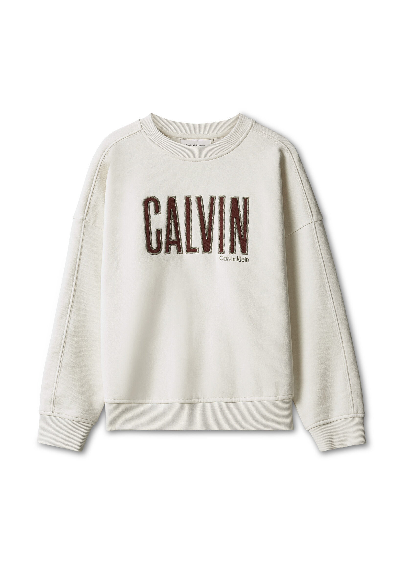 Calvin Klein Sweater LVCKFJB31BCKS - CALVIN APPLIQUE CN SWEATSHIRT - beige