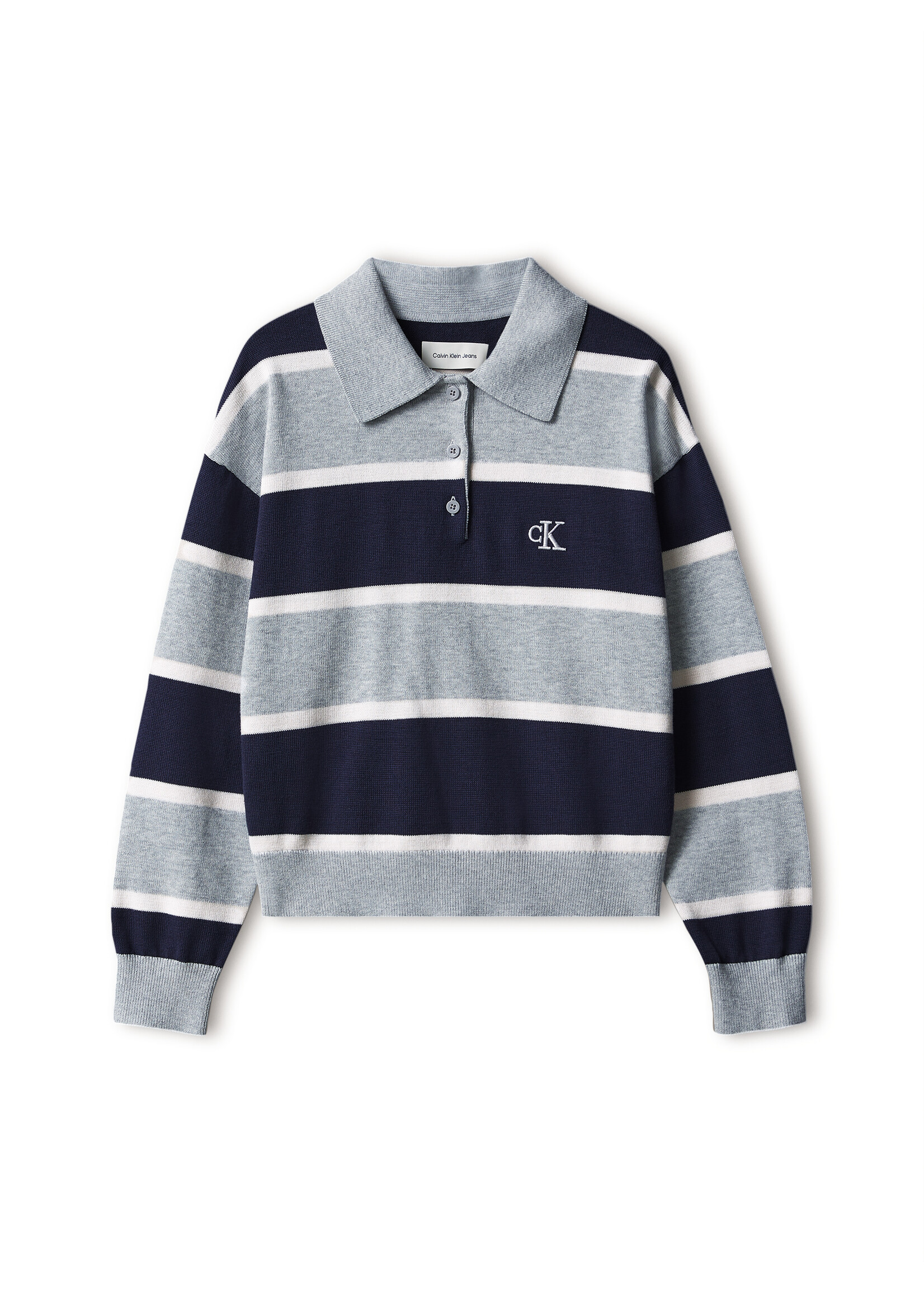 Calvin Klein Sweater LVCKFJF14GPZQ - STRIPE RUGBY SWEATER - grijs