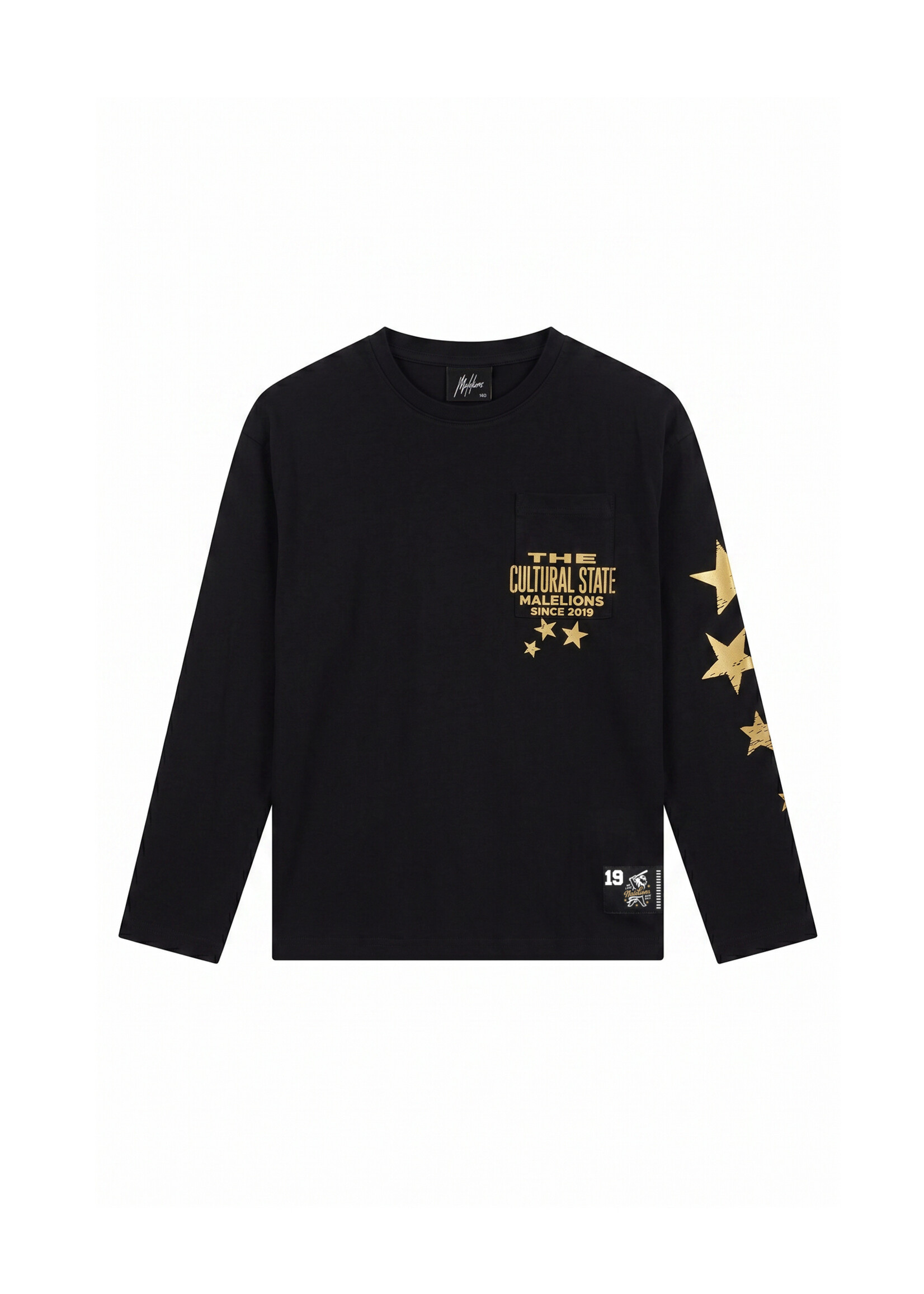 Malelions T-shirt  Relaxed Star Longsleeve T-Shirt (MJA50026015) - zwart/geel'