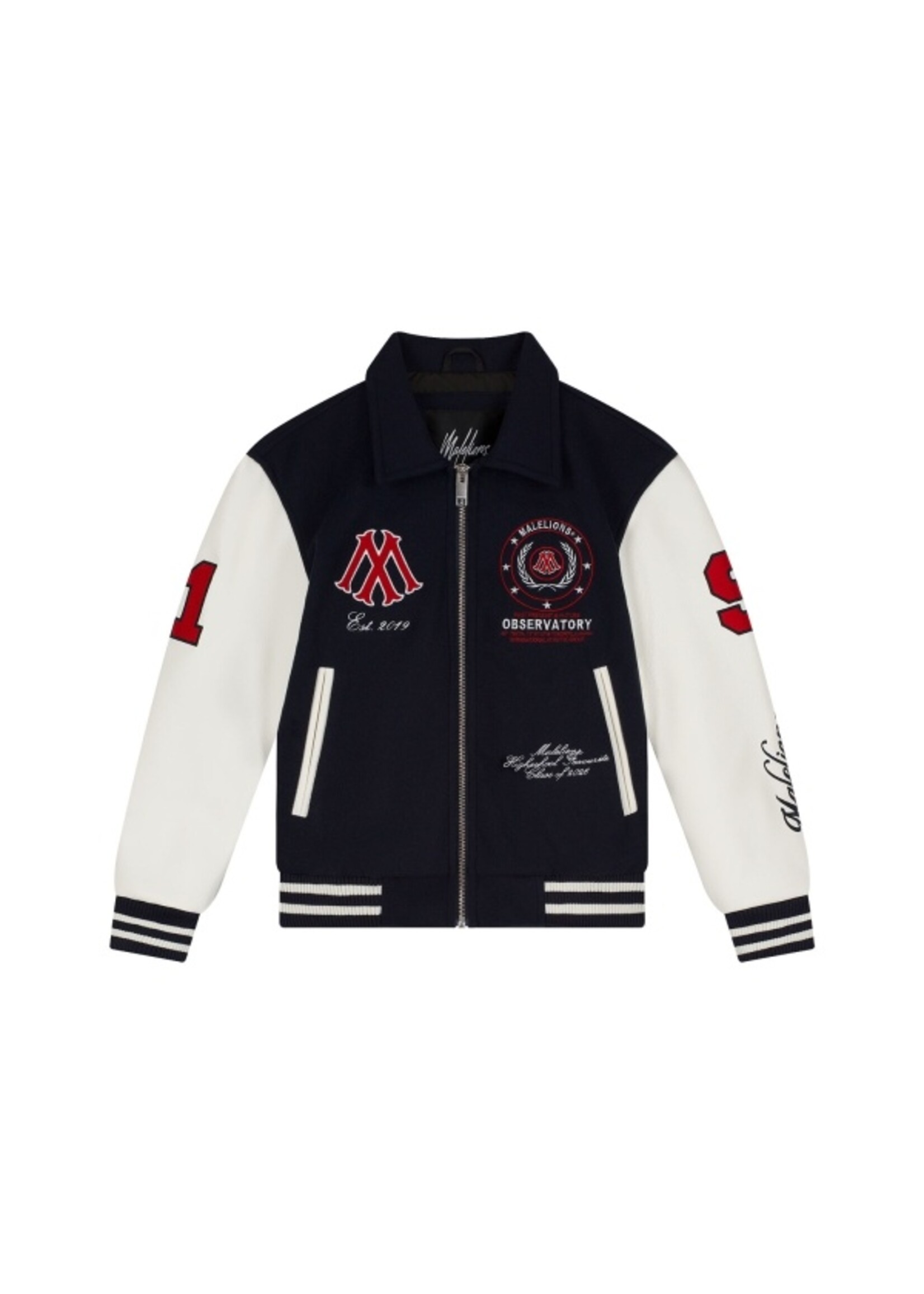 Malelions Baseball Jas Varsity Jacket (MJA50026001) - donkerblauw