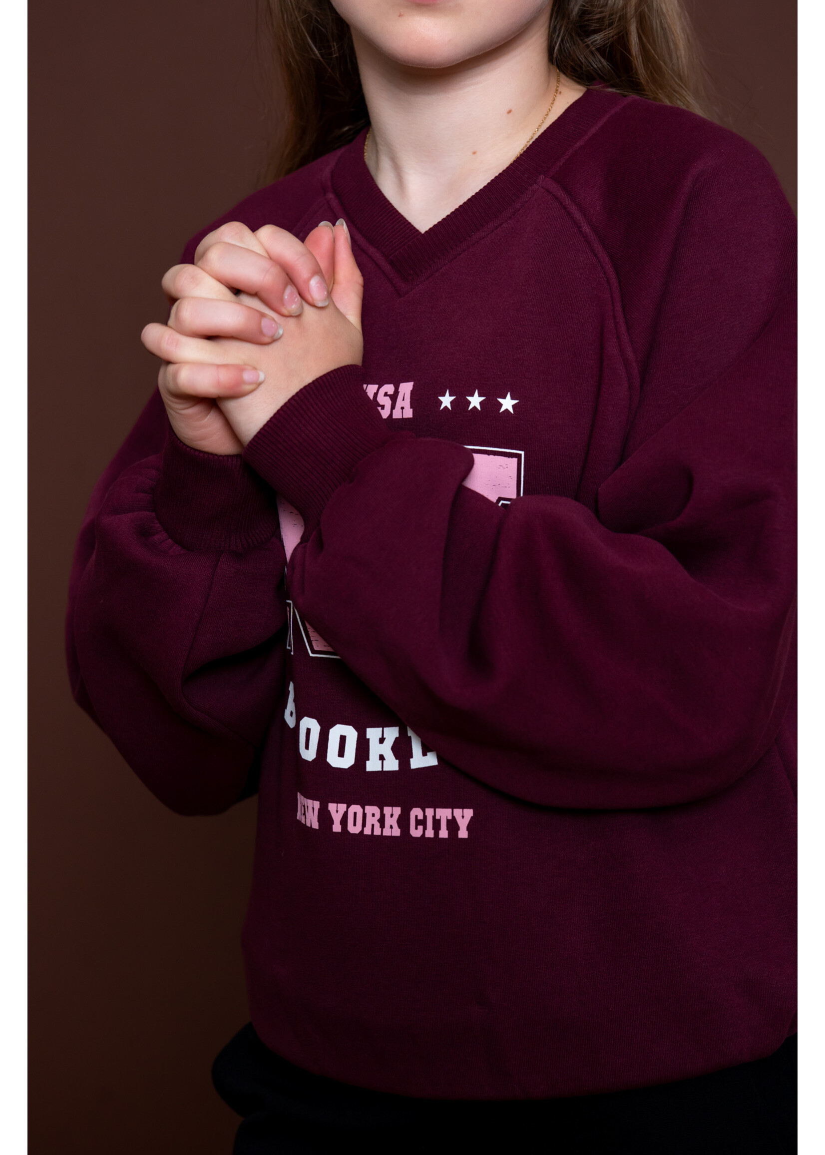 Geisha Sweater balloon NY 62551 - bordeaux/roze