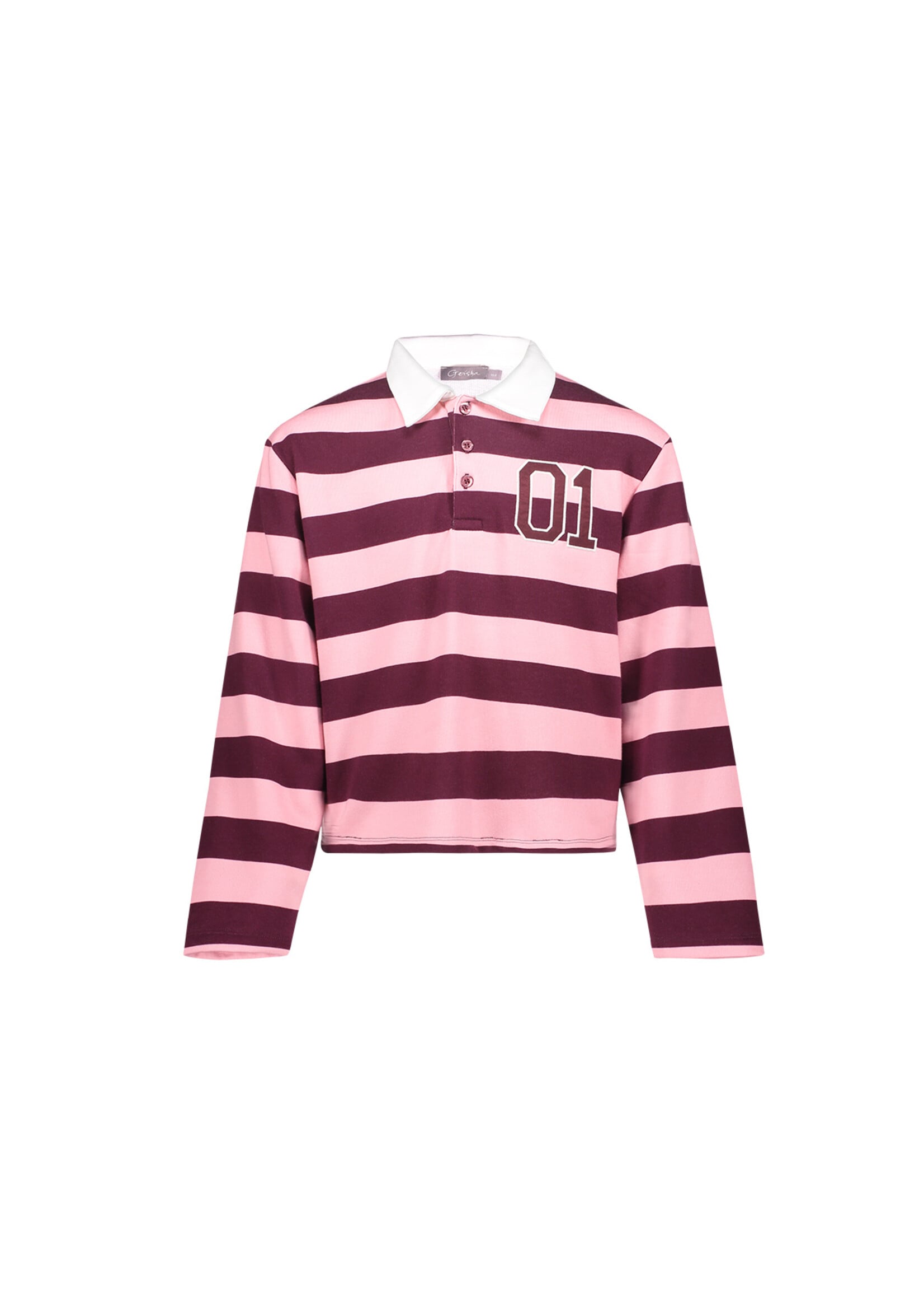 Geisha Sweater striped with  collar 62630 - bordeaux/roze