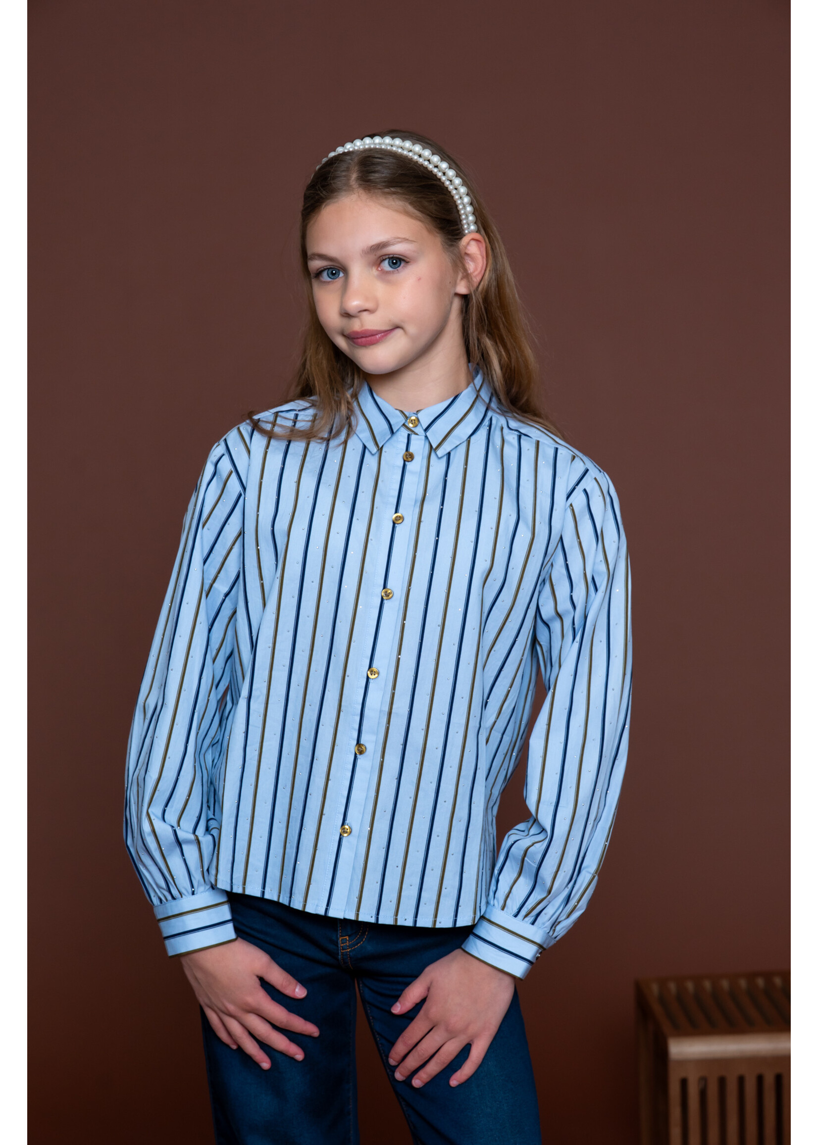 Geisha Blouse rhinestones 63564 - lichtblauw