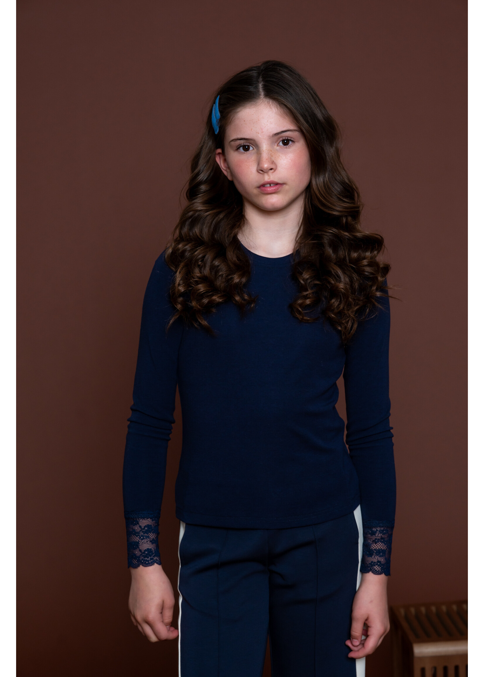 Geisha Longsleeve lace at sleeve 62602 - donkerblauw
