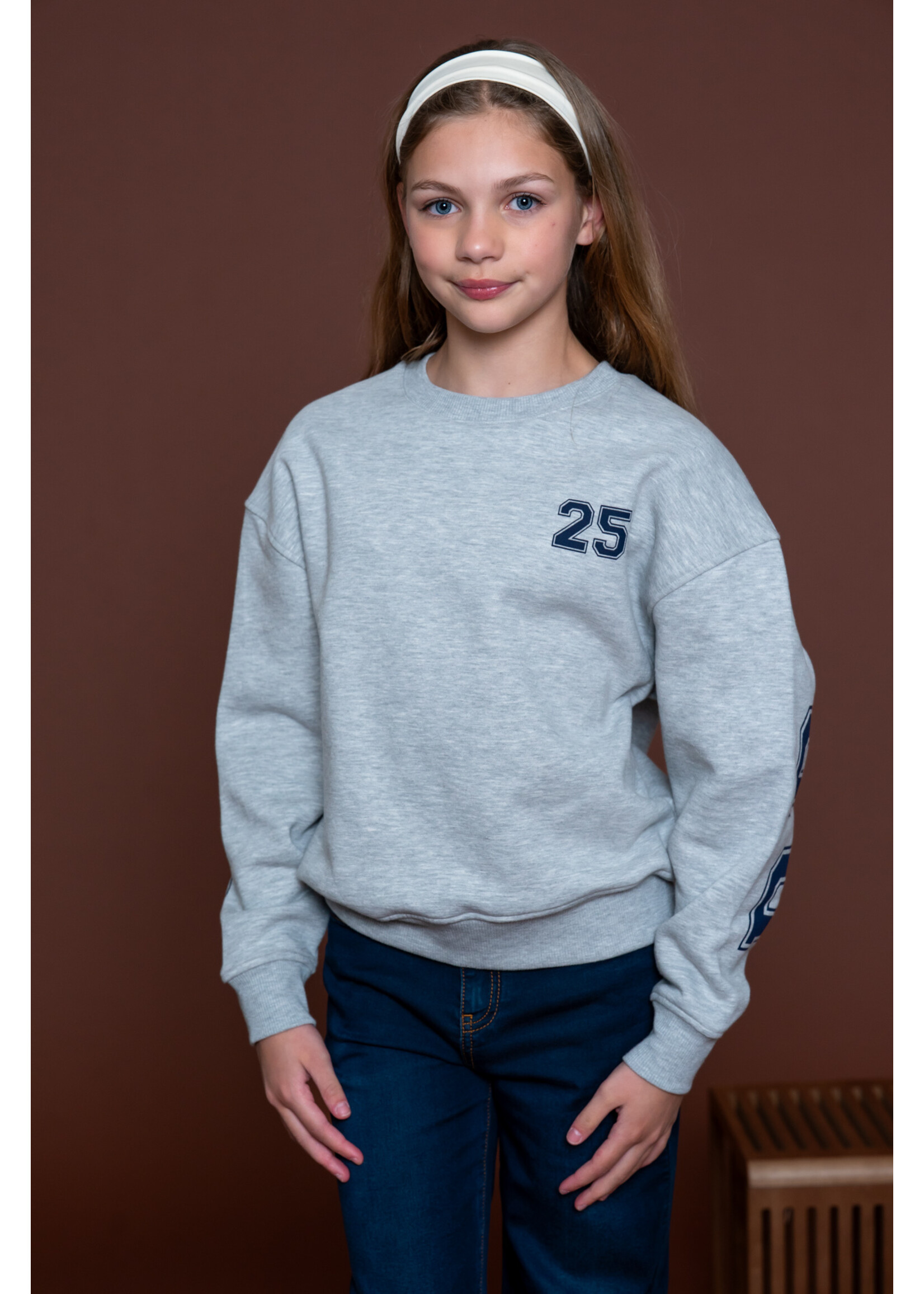 Geisha SweaterBig backprint 62631 - grijs melange/donkerblauw