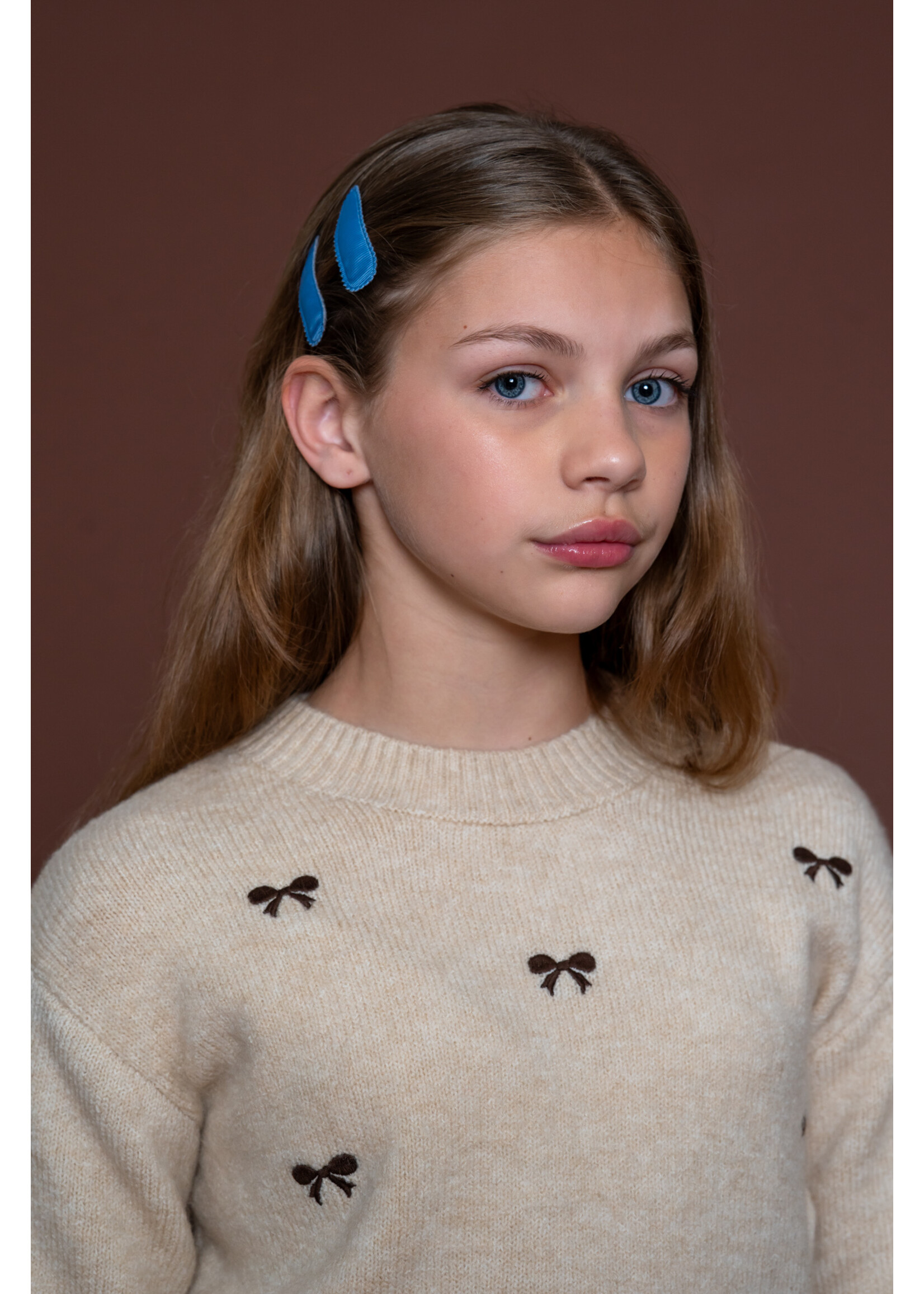 Geisha Trui little bow embroidery 64538 - zand/bruin