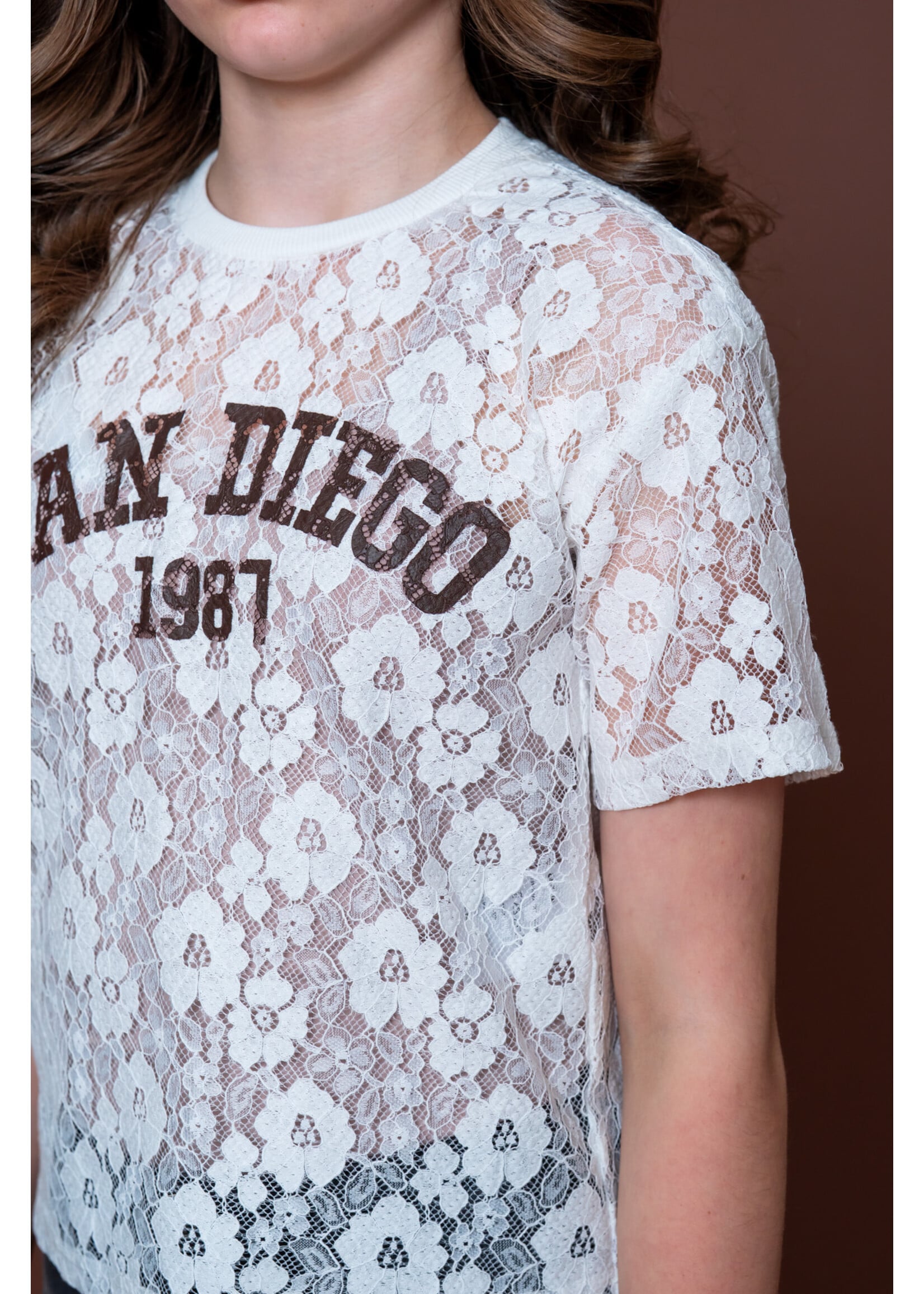 Geisha Sweater 63626  Top lace San Diego - roomwit/bruin