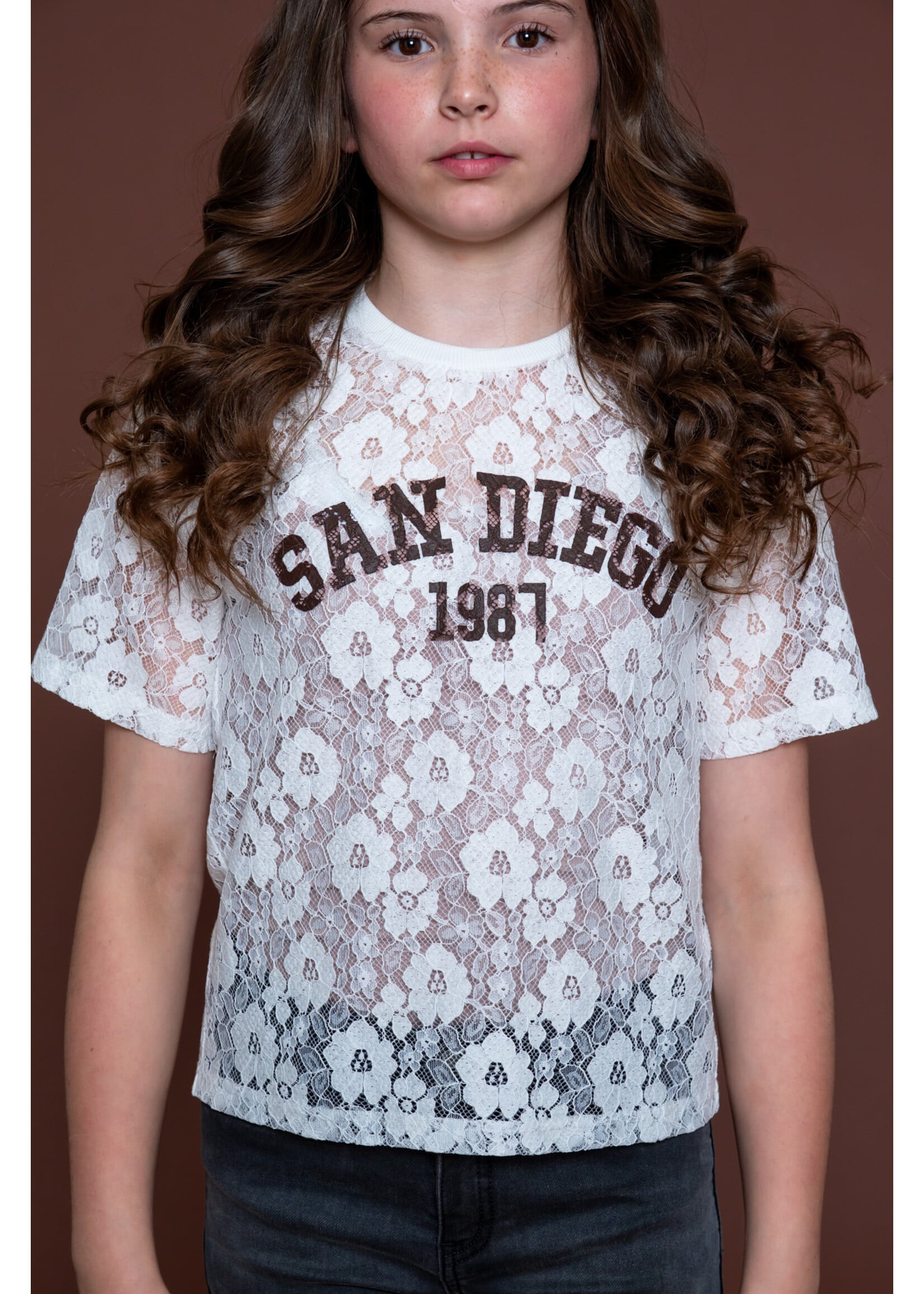 Geisha Sweater 63626  Top lace San Diego - roomwit/bruin