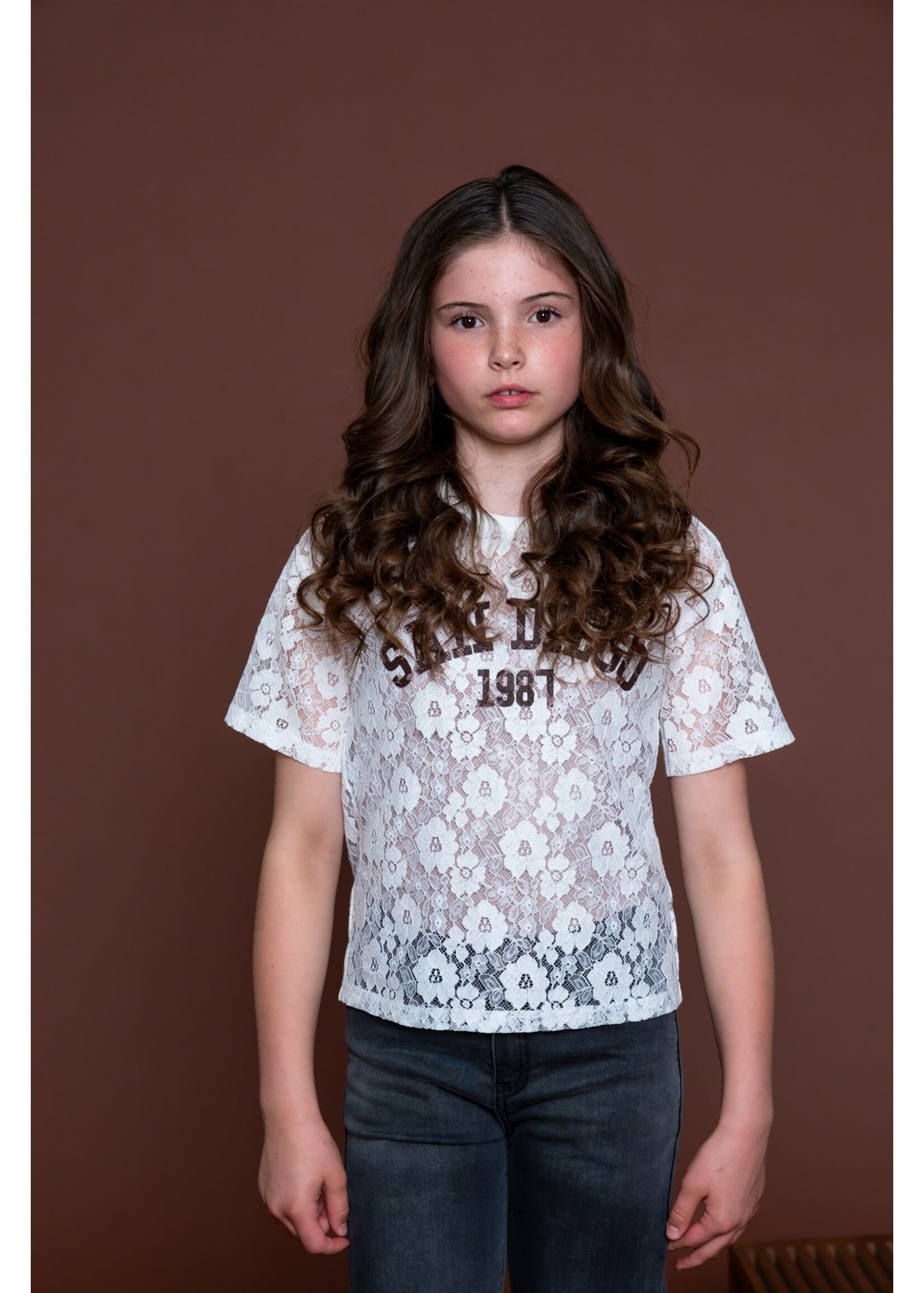 Geisha Sweater 63626  Top lace San Diego - roomwit/bruin