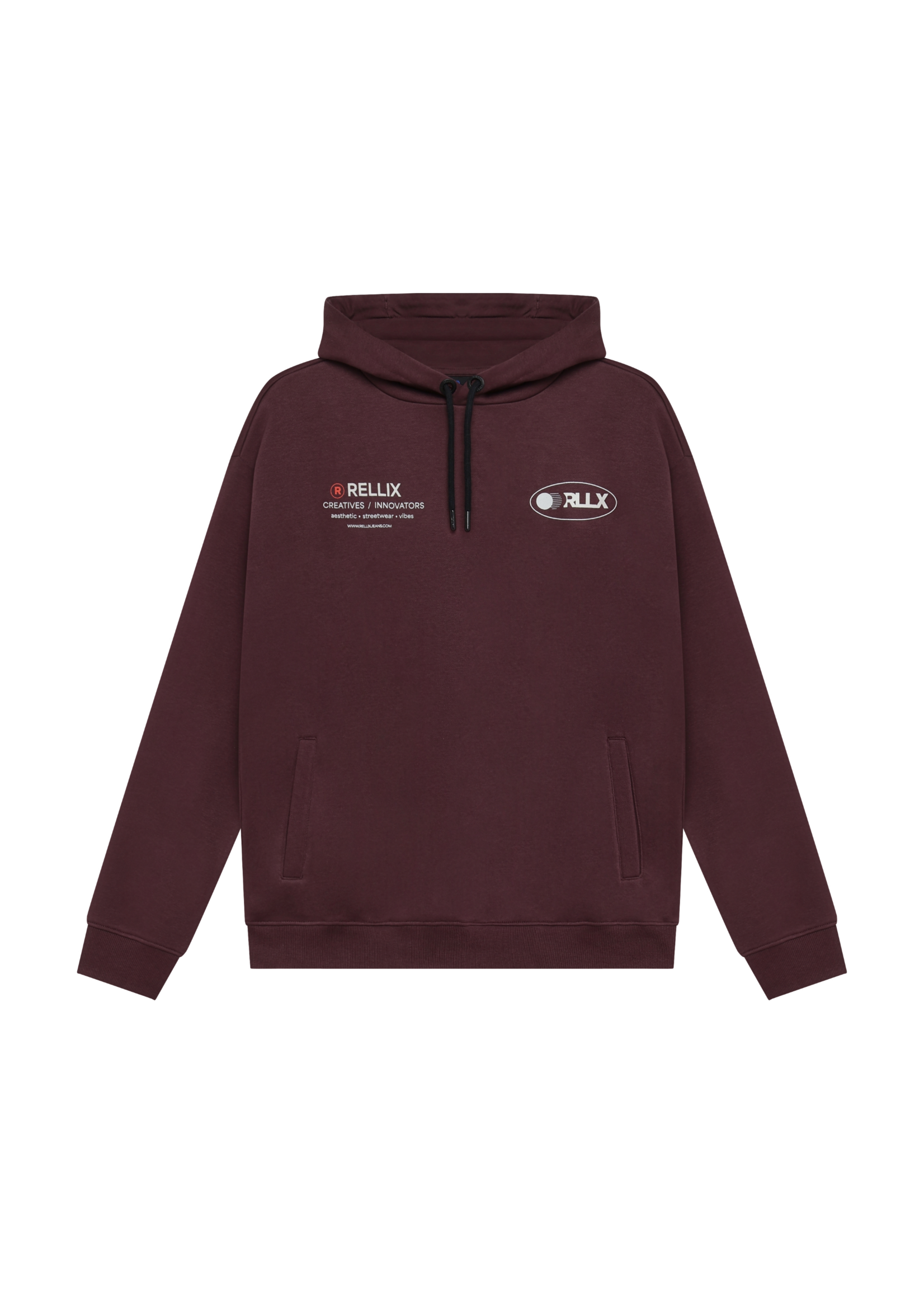 Rellix Loose Fit Hoodie Chest Brushed 940513 - bordeaux