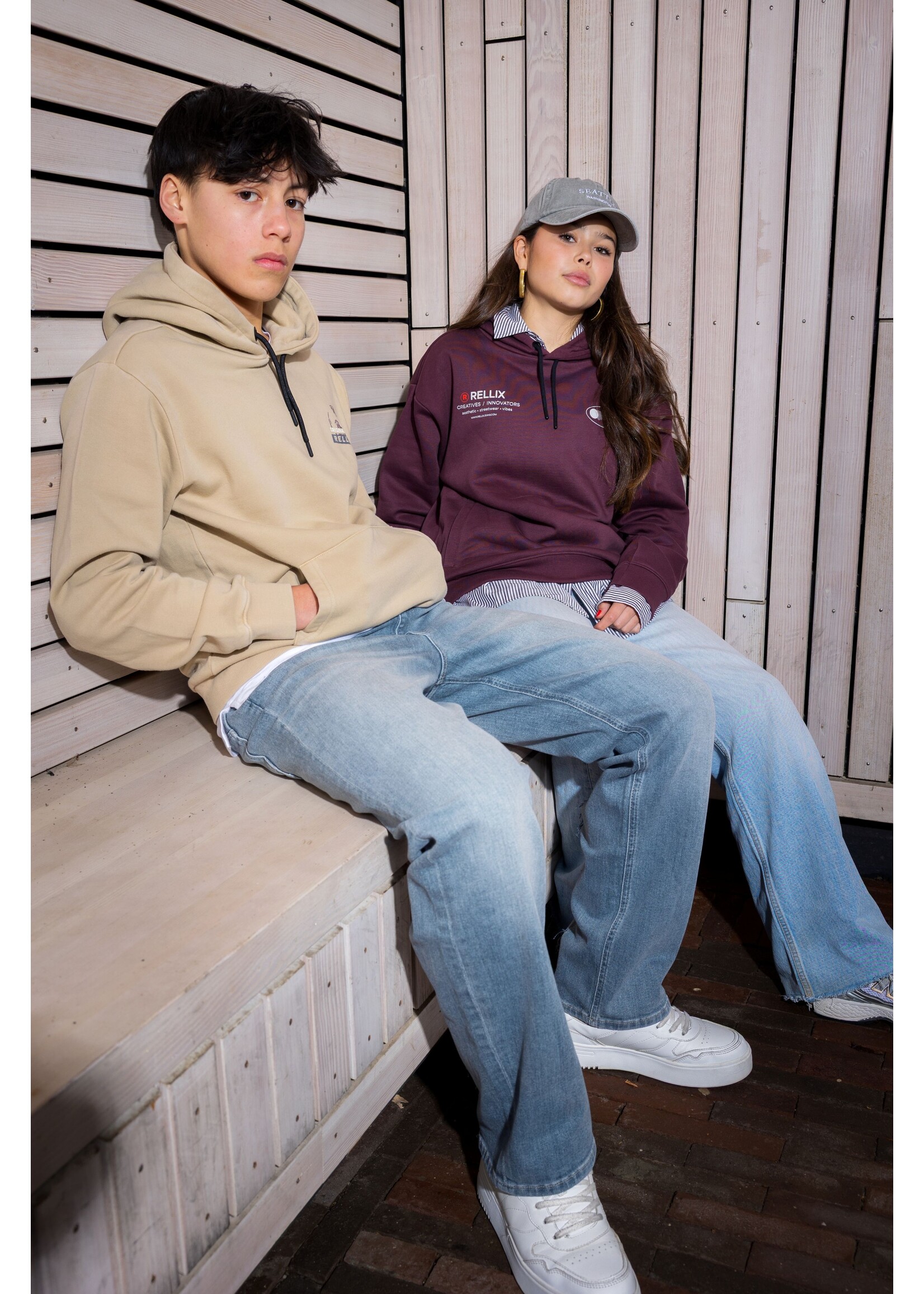 Rellix Loose Fit Hoodie Chest Brushed 940513 - bordeaux