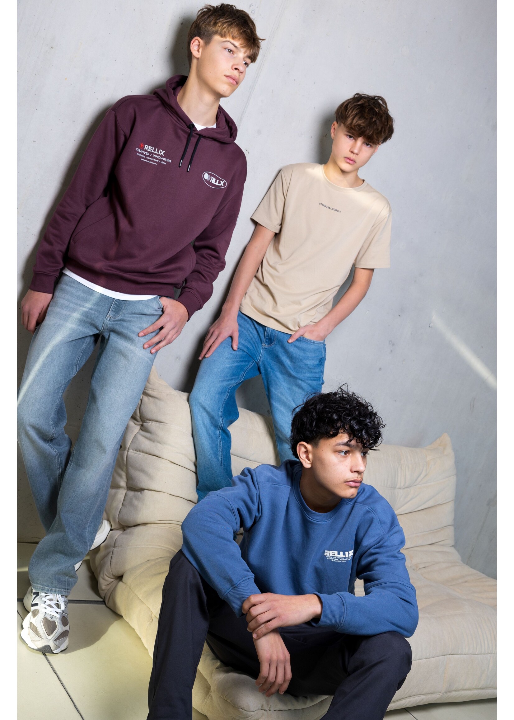 Rellix Loose Fit Hoodie Chest Brushed 940513 - bordeaux
