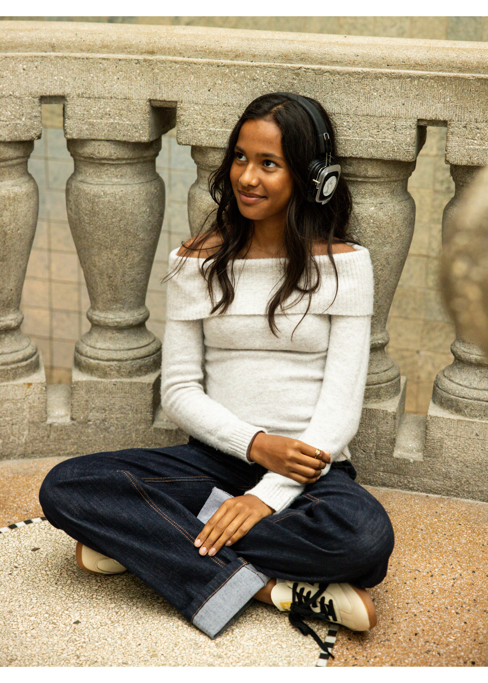 Looxs Trui Off Shoulder 5347 - ivoor melee