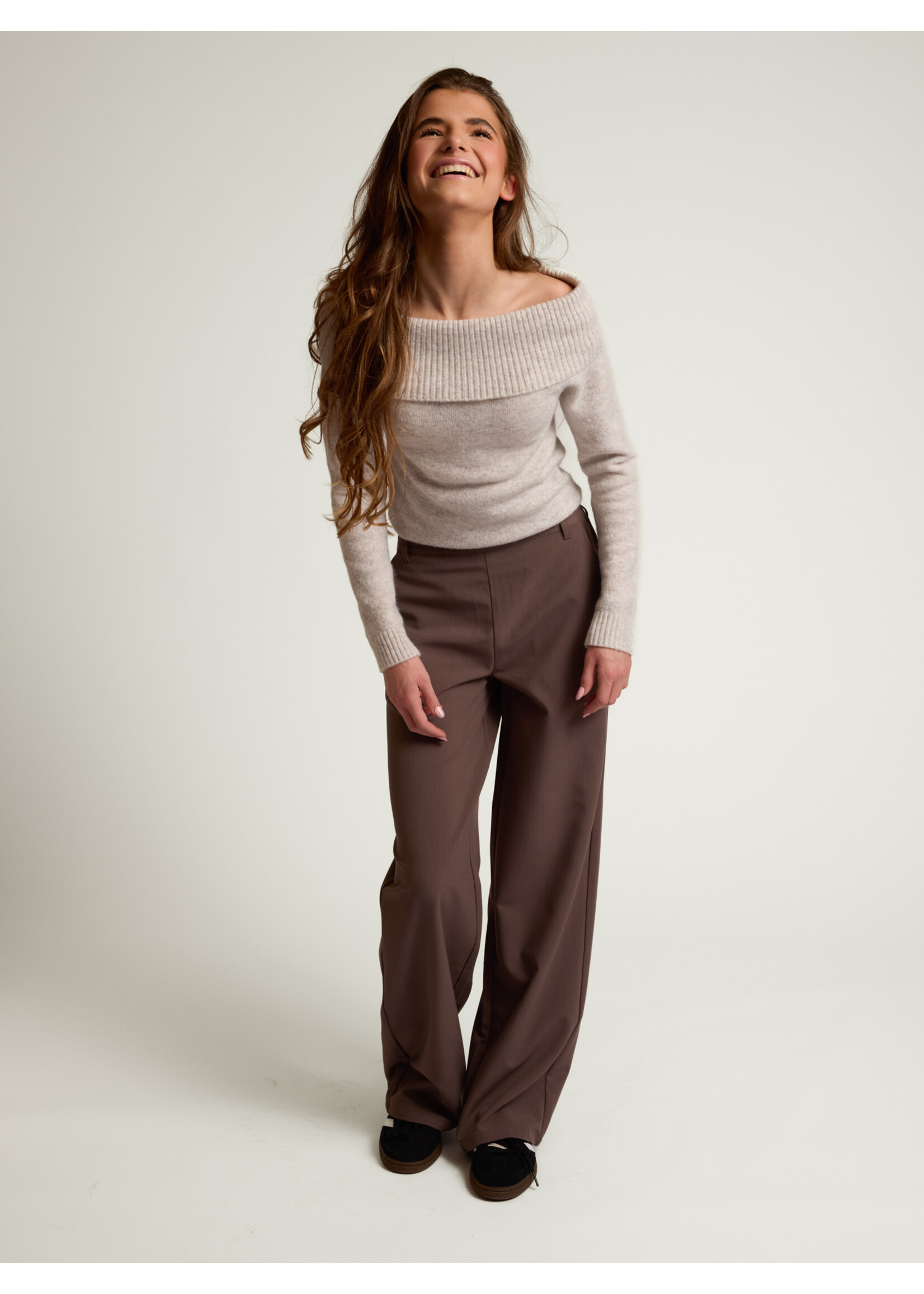 Looxs Trui Off Shoulder 5347 - ivoor melee