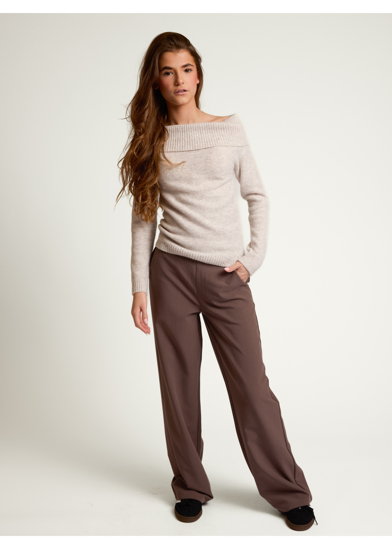Looxs Trui Off Shoulder 5347 - ivoor melee