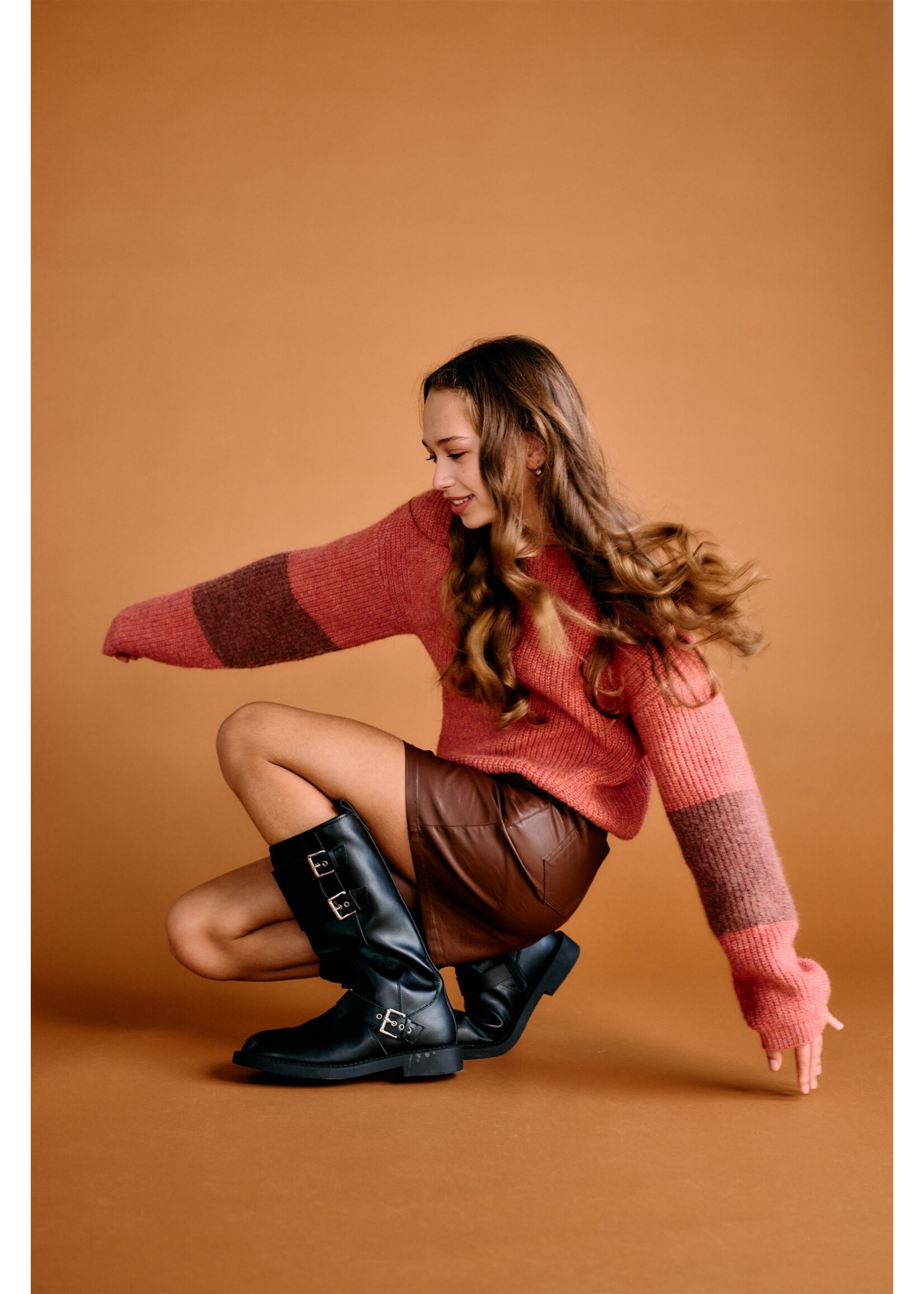 Nobell Sweater 3313 Kathy Melange Knitted Sweater - bruin
