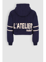 Nobell Hoodie 3305   Kumy Fluffy Soft Hooded Cropped Sweater L'Atelier - donkerblauw