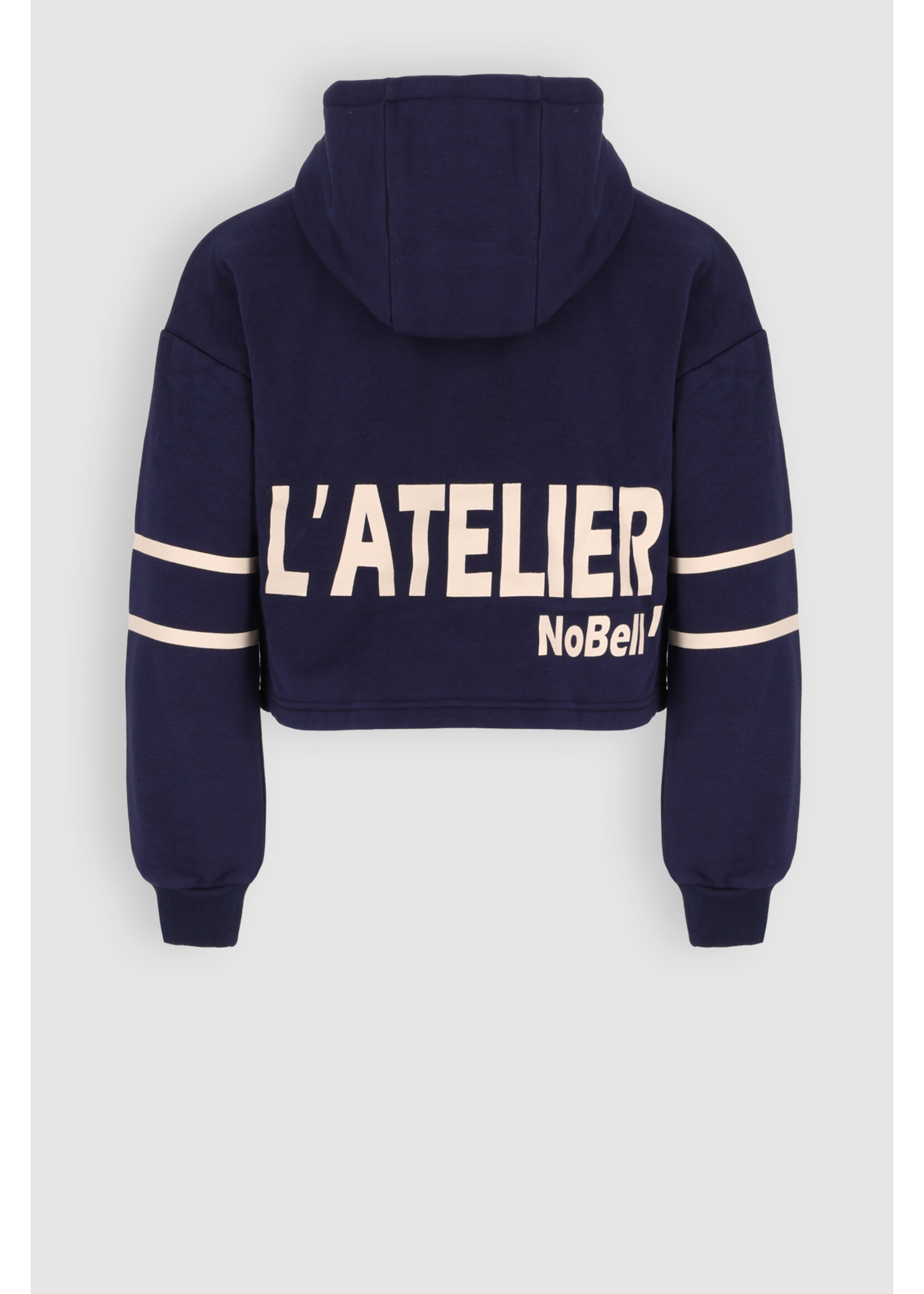 Nobell Hoodie 3305   Kumy Fluffy Soft Hooded Cropped Sweater L'Atelier - donkerblauw