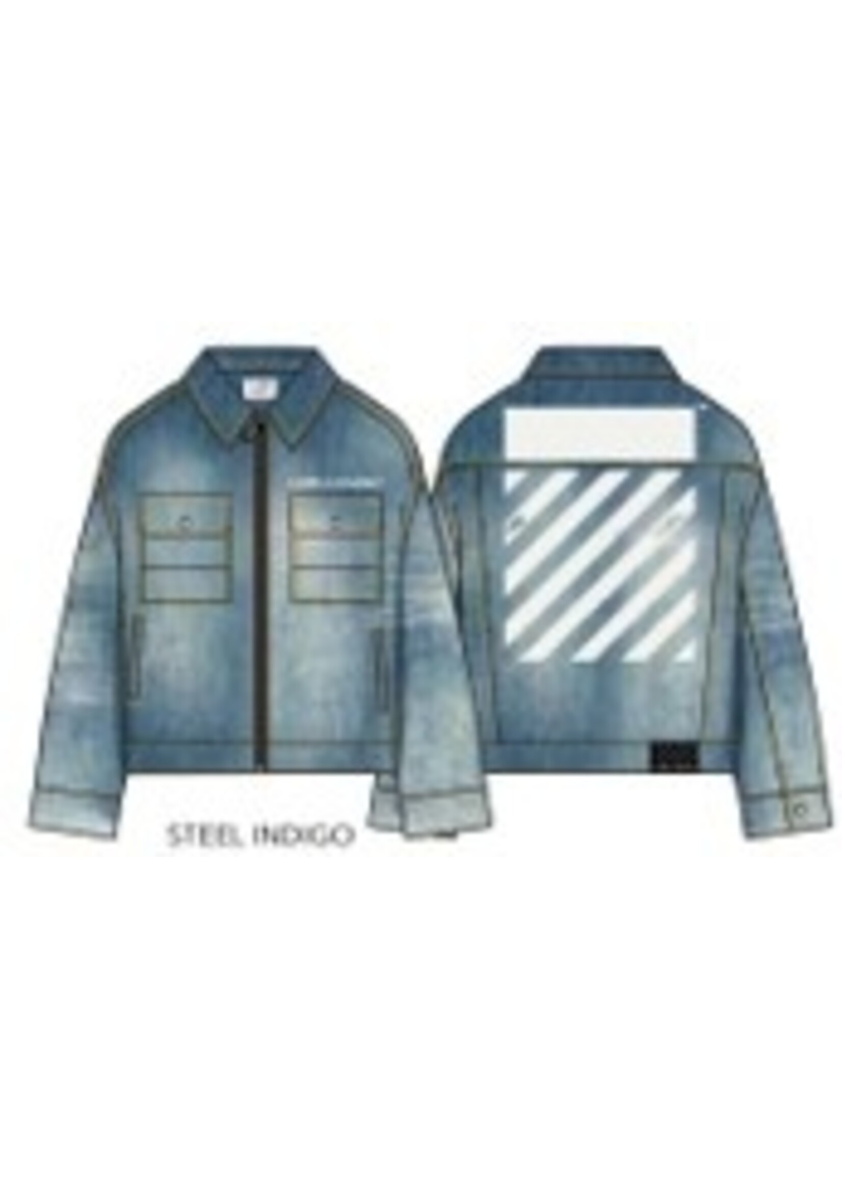Off-White L/AB Spijkerjas OLFJD00B Diag Bar - Steel indigo