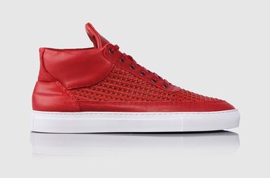 Top Mid Woven Leather Wired Red