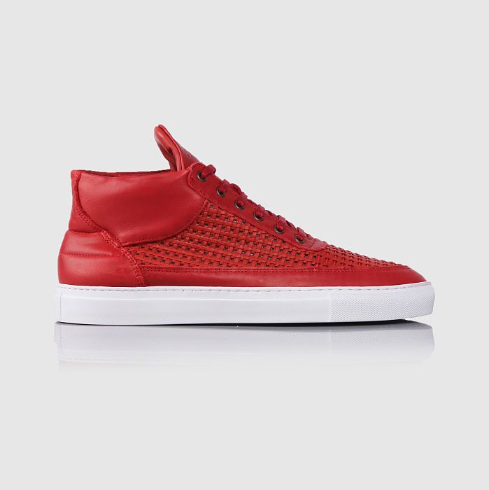 Filling Pieces Top Mid Woven Leather Wired Red