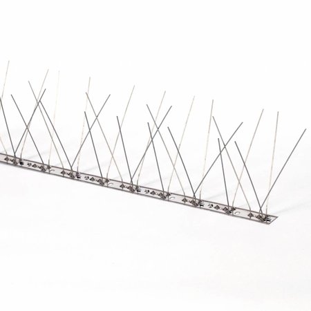 Bird spikes exra LONG against seagulls on STAINLESS STEEL strip of 100 cm,  with 66 SS spikes, MIC313 - 1 m/pc