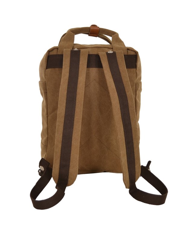 Serendipia Vegan Canvas Rugzak met Leer Bordeaux Rood  16 Liter 38x28x15cm