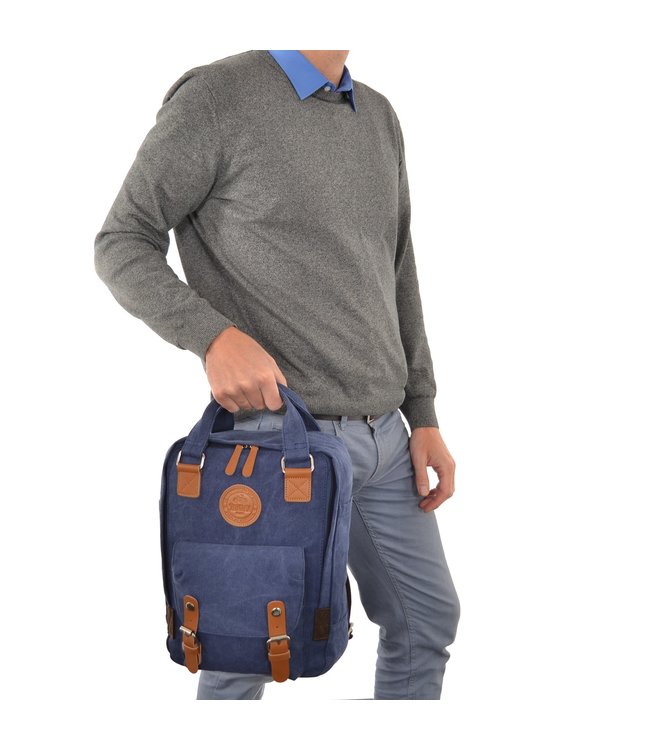 Serendipia Vegan Canvas Rugzak met Leer Bordeaux Rood  16 Liter 38x28x15cm