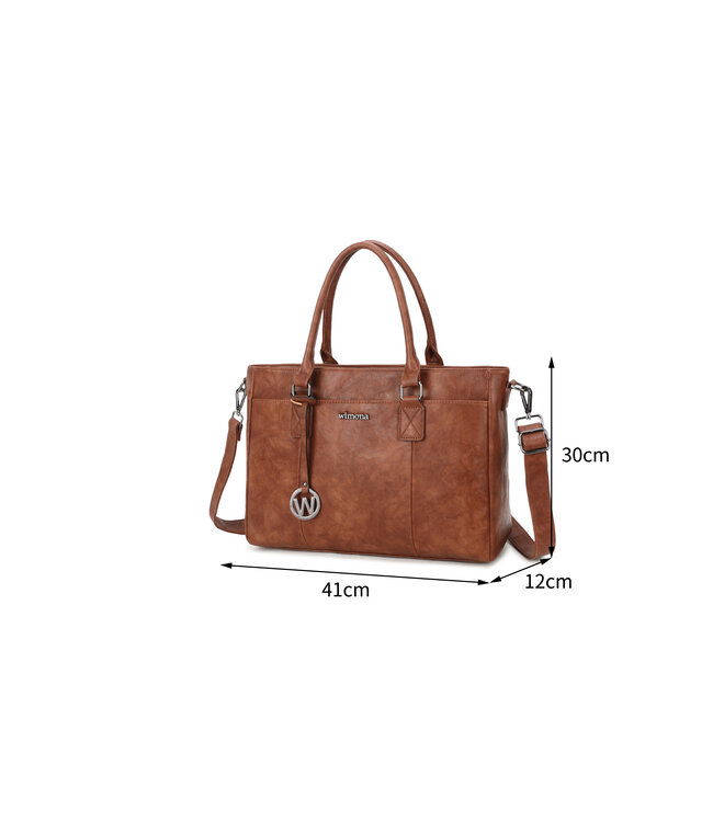 Wimona Carmina Schouder/handtas Cognac/bruin 30X41X12 CM