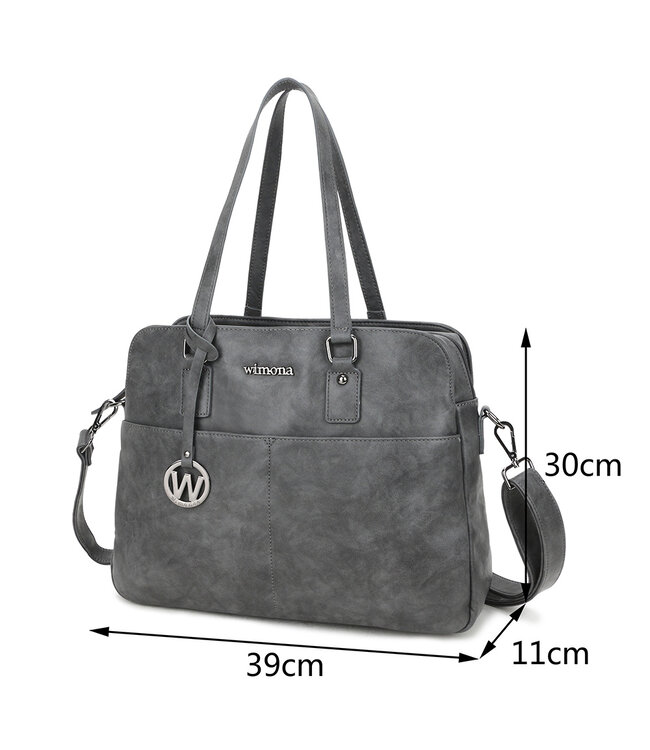 Wimona Carlotta School/werktas Grijs 30X39X11 CM