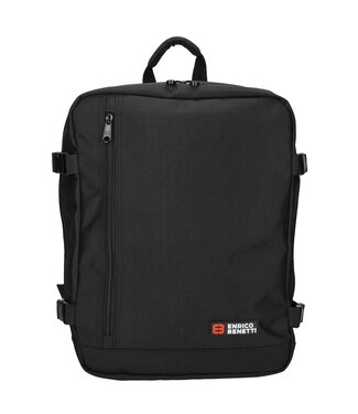 Enrico Benetti KLM Rugzak zwart -  rugtas met laptopvak - GRATIS adreslabel, oogmasker en oordopjes