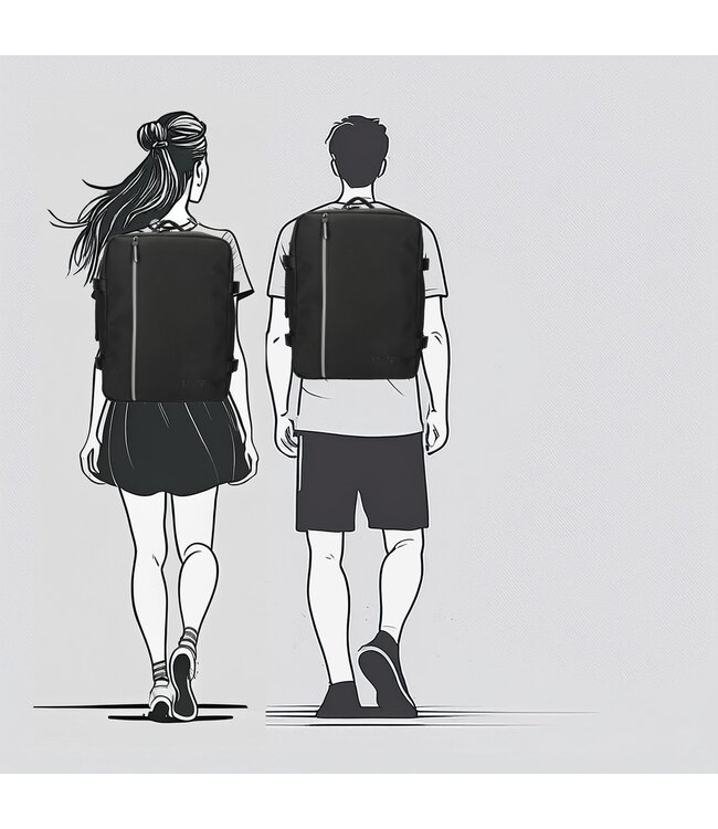 Enrico Benetti Transavia Cabin Rugzak 40x30x20cm Underseater Zwart GRATIS adreslabel, oogmasker en oordopjes