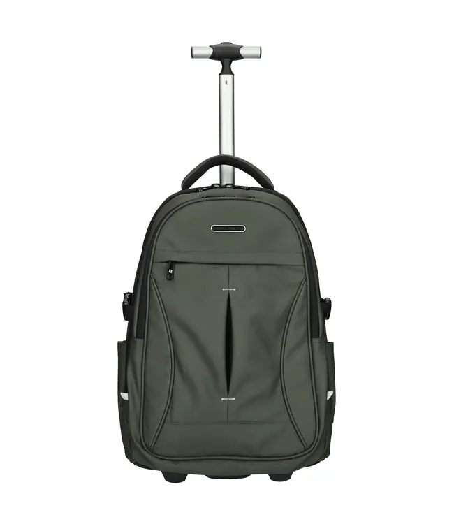 Enrico Benetti KLM Cabine Trolley: 17 inch Laptop Rugtas Trolley Olijfgroen 35x25x50cm - Polyester - handbagage
