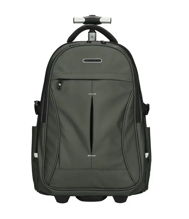 Enrico Benetti KLM Cabine Trolley: 17 inch Laptop Rugtas Trolley Olijfgroen 35x25x50cm - Polyester - handbagage