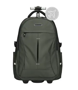 Enrico Benetti KLM Cabine Trolley: Enrico Benetti 17 inch Laptop Rugtas Trolley Olijfgroen 35x25x50cm