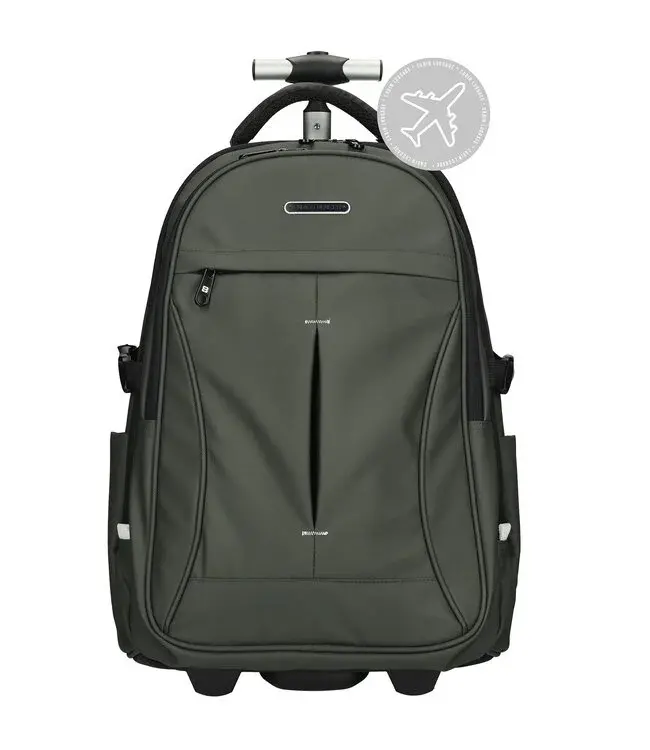 Enrico Benetti KLM Cabine Trolley: 17 inch Laptop Rugtas Trolley Olijfgroen 35x25x50cm - Polyester - handbagage