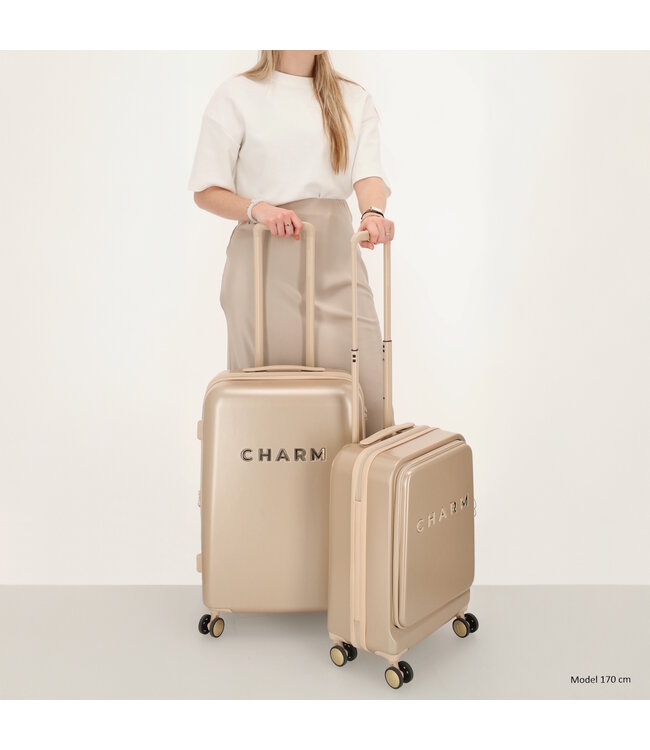 Charm London Capetown Kofferset 2-Delig Champagne – Handbagage & Middenmaat