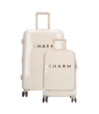Charm Londen Charm London Capetown Kofferset 2-Delig Beige – Handbagage & Middenmaat