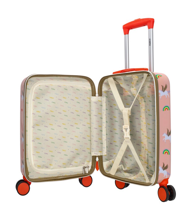 Zebra Trends Avonturier Kinderkoffer – Handbagage Koffer met 4 Wielen – Perfect voor Vakantie & Logeerpartijtjes (3–10 jaar) - Roze