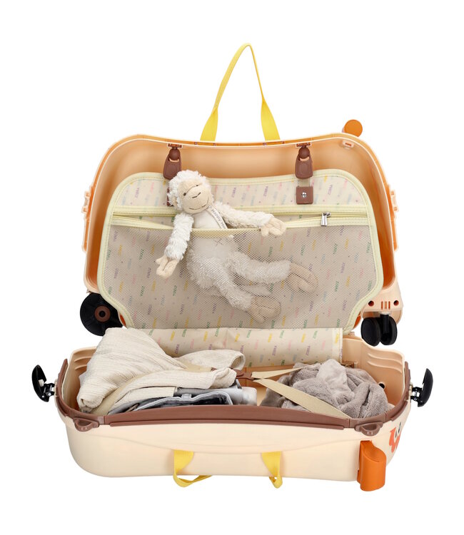 Zebra Zebra Trends Ranger Beige Kinderkoffer Zitkoffer – Ride-On Handbagage Koffer voor Kinderen (3–8 jaar)