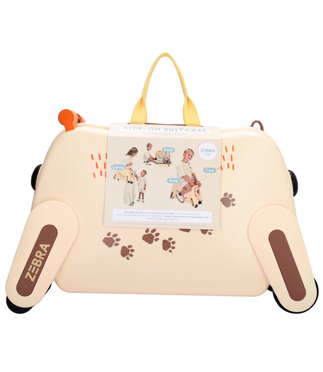 Zebra Trends Ranger Beige Kinderkoffer Zitkoffer – Ride-On Handbagage Koffer voor Kinderen (3–8 jaar)