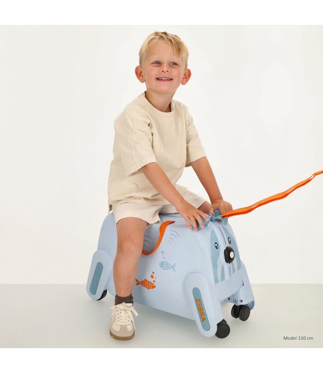 Zebra Trends Ranger Blauw Kinderkoffer Zitkoffer – Ride-On Handbagage Koffer voor Kinderen (3–8 jaar)